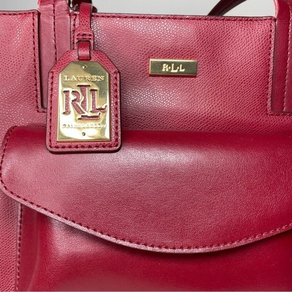 New Lauren Ralph Lauren RLL Red LeatherTote - Picture 6 of 11